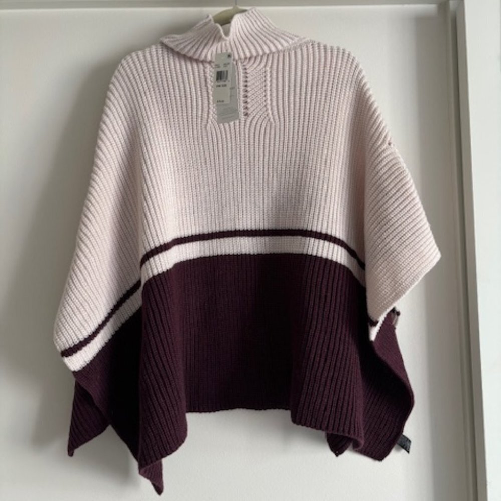 Save the Ocean Sustainable Color Block Pullover Turtleneck Poncho size O/S